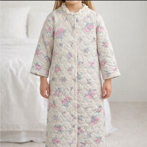 Carter's Floral Quilted Kids Robe in Cream and Pink